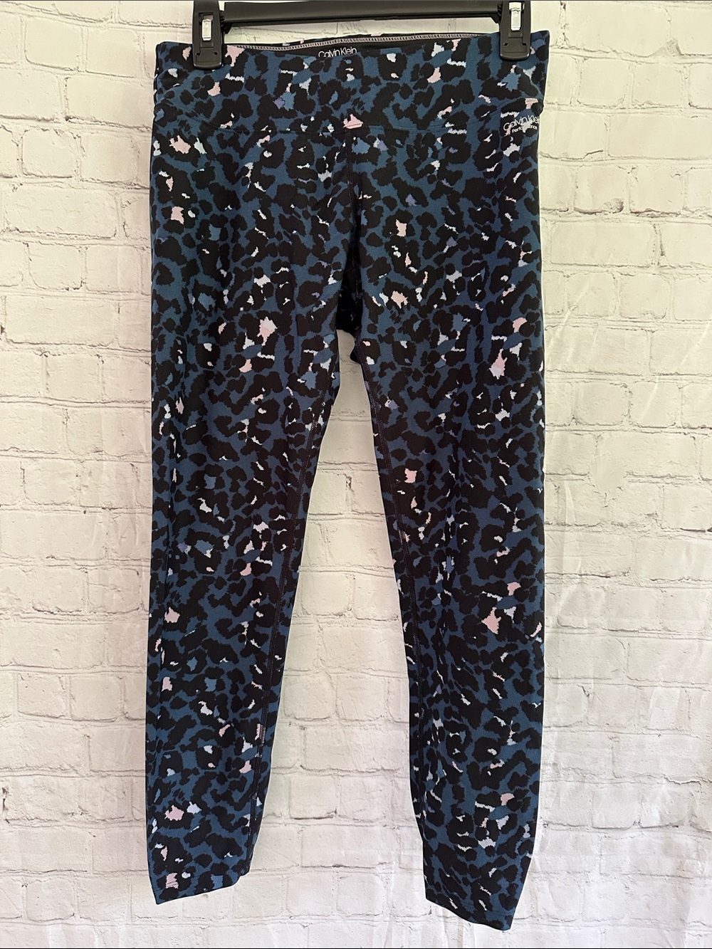 Calvin Klein Performance Blue and Black Leopard-Print Wicking Leggings M